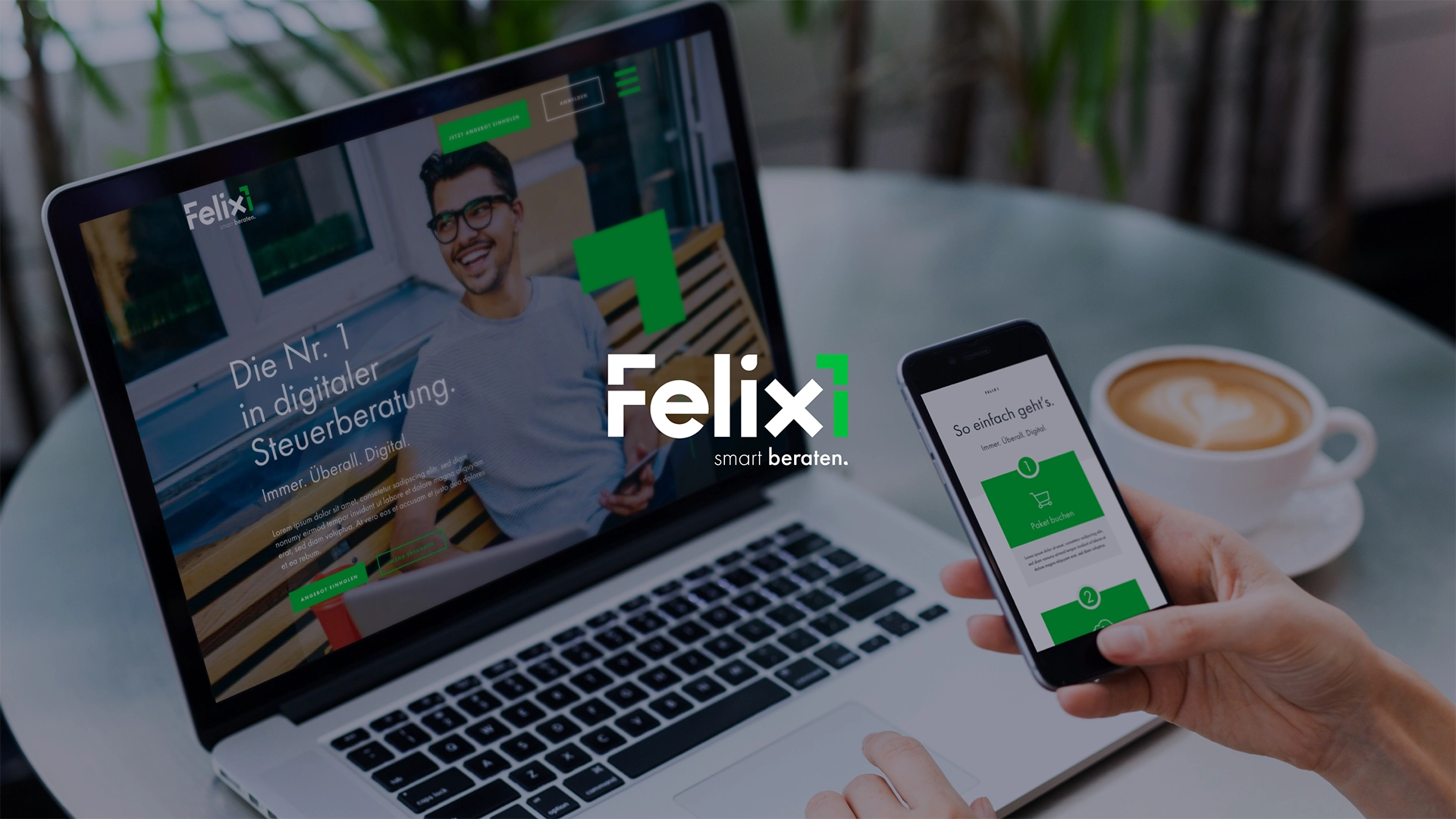 A picture shows the new design of Felix1.de AG on mobile devices.