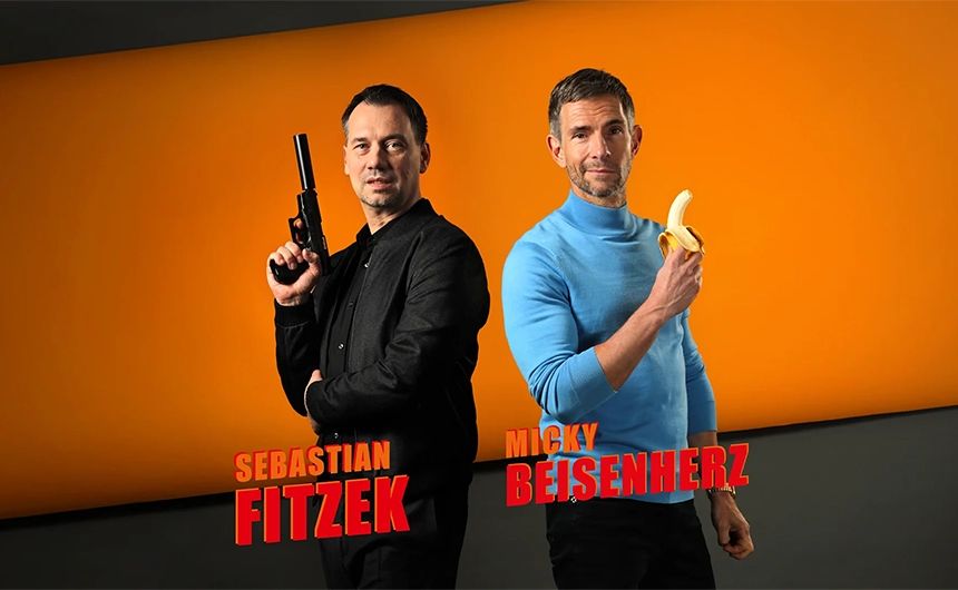 Ein Bild zeigt das Key Visual des Buches "Schreib oder Stirb" von Sebatsian Fitzek und Micky Beisenherz.