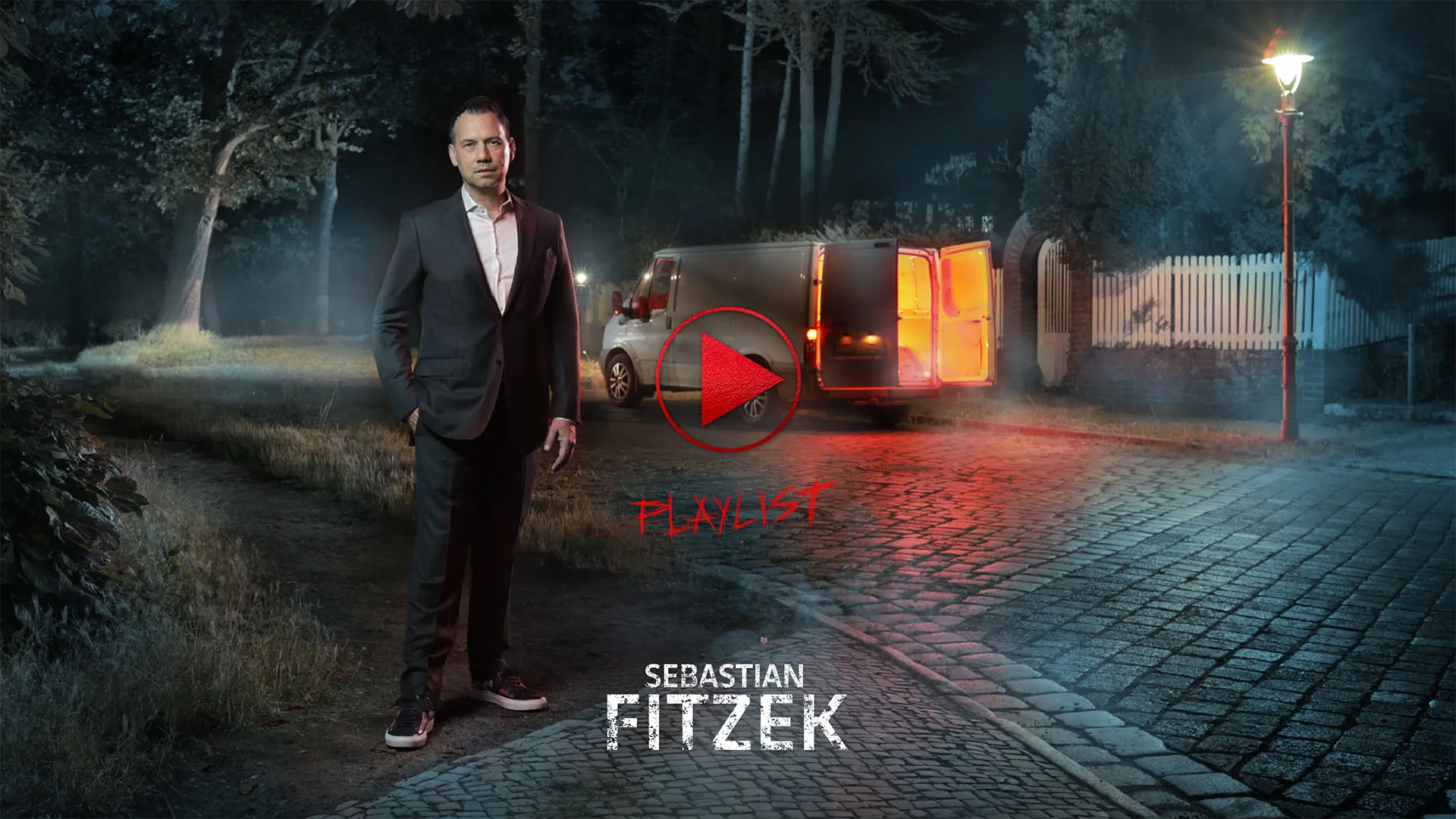 Ein Bild zeigt das Cover der Kampagne zu dem Buch "Die Playlist" von Sebastian Fitzek.