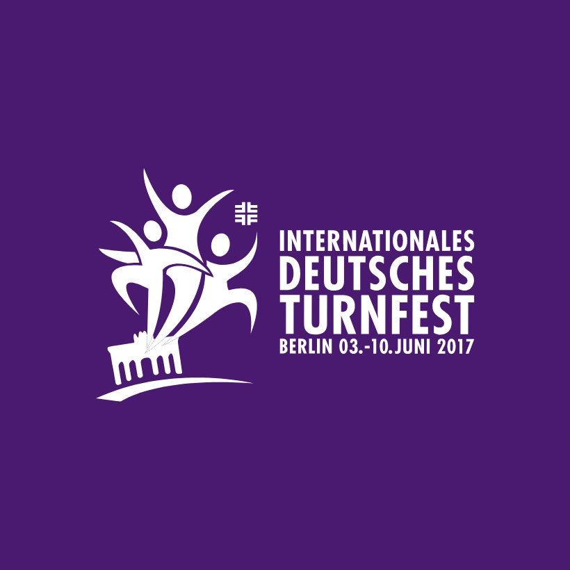 One picture shows the purple logo of the "International German Gymnastics Festival".