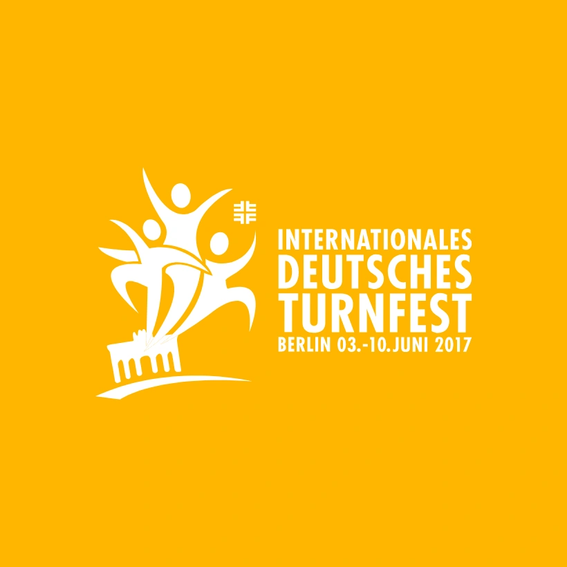 One picture shows the orange logo of the "International German Gymnastics Festival".
